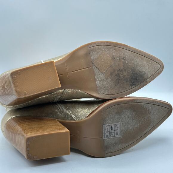 ANTHROPOLOGIE x DOLCE VITA Lunar Cowboy Boot Gold Metallic Snakeskin Sz 9 - Picture 7 of 8